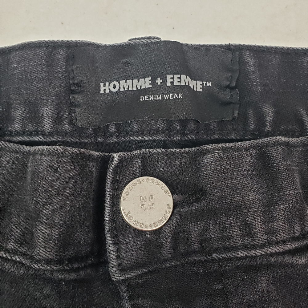 Homme + Femme Slim Fit Jeans in Black - Unisex Size 36 Waist/ 30 Inseam - Picture 9 of 12